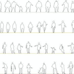 CAD blocks of people silhouettes in front view – DWG preview