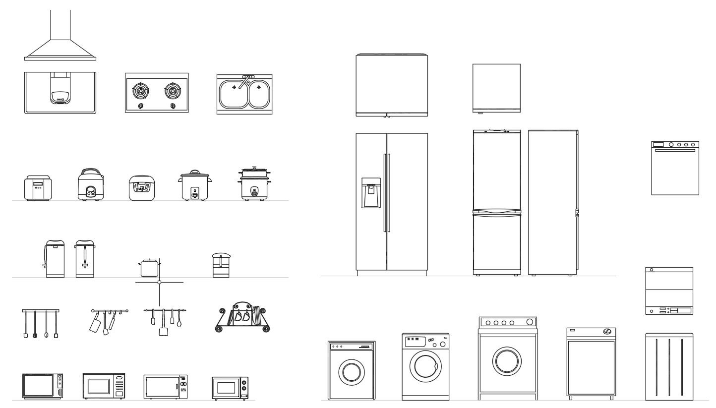 Kitchen Range and Cooktop CAD Blocks – DWG Kitchen Design