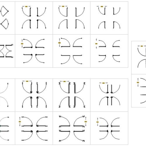 door CAD blocks plan view with multiple opening types and dimensions