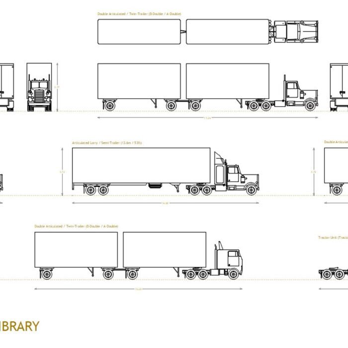 heavy duty truck CAD blocks with articulated lorries semi trailers rigid trucks and tractor units