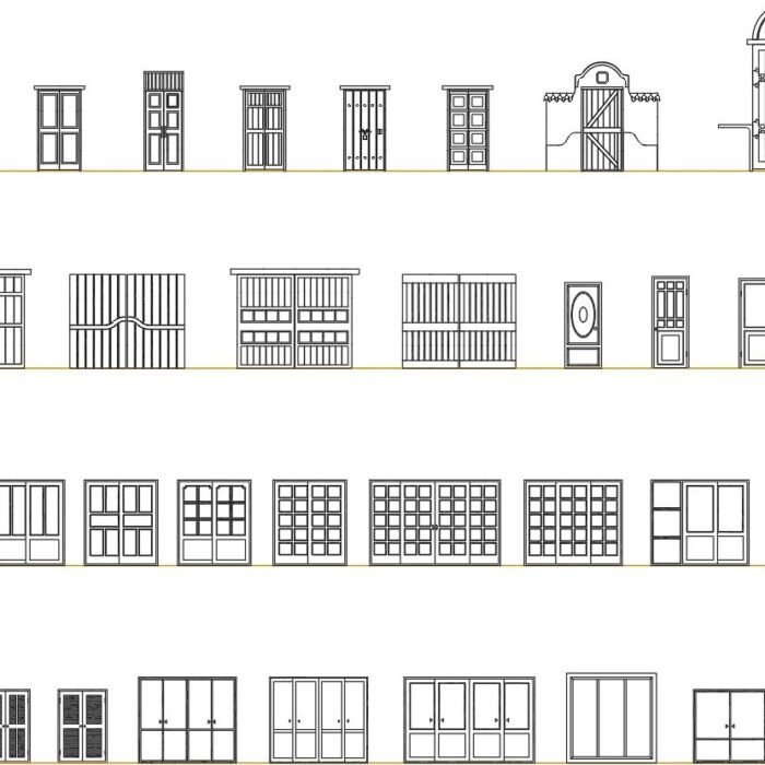 door CAD blocks elevation with single double doors glass and aluminum designs