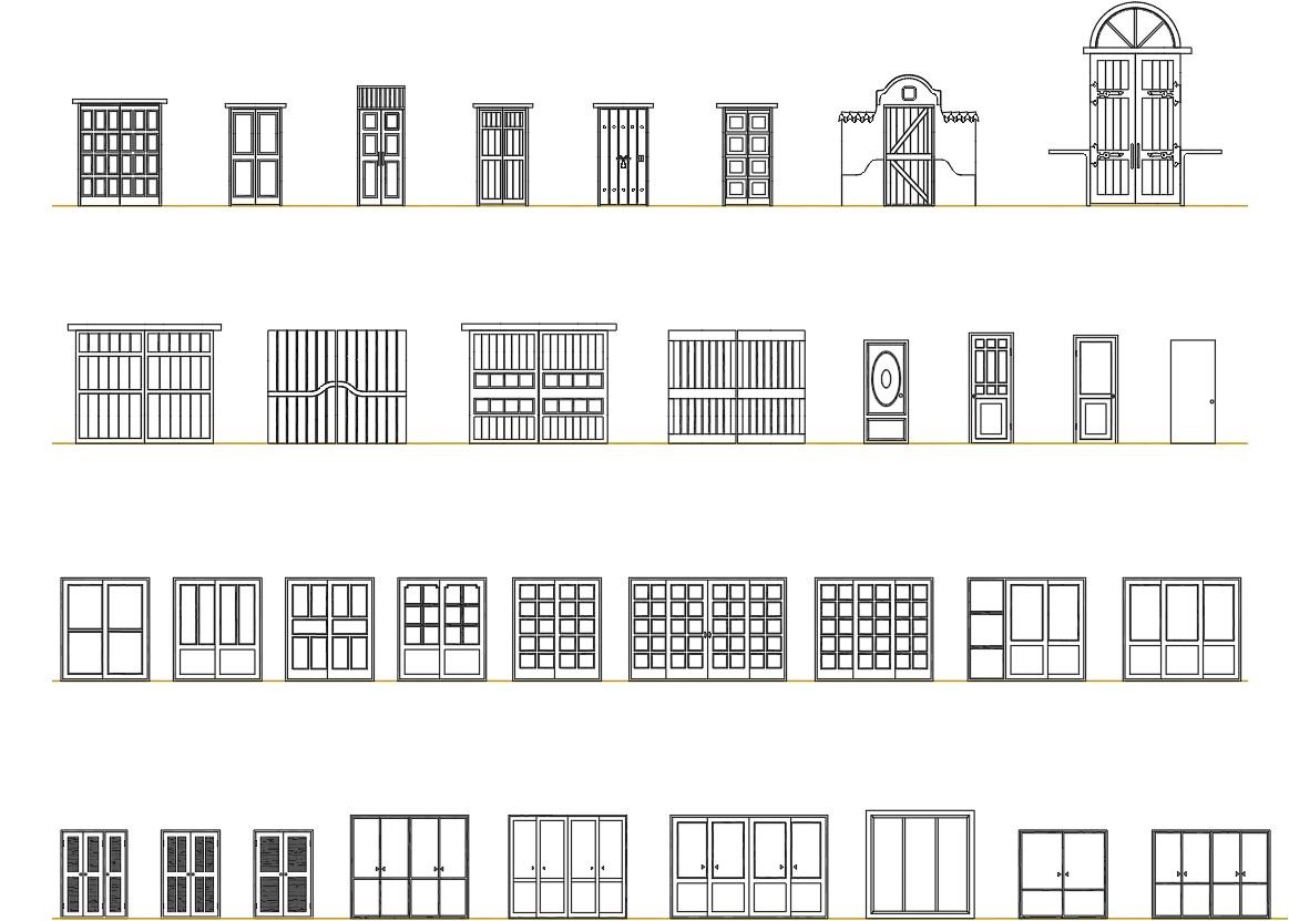 Door CAD Blocks Elevation – 34 DWG of Single & Double Doors